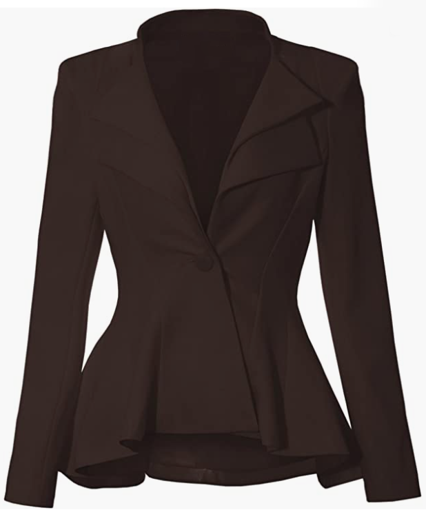 Women Double Notch Lapel Sharp Shoulder Pad Office Blazer