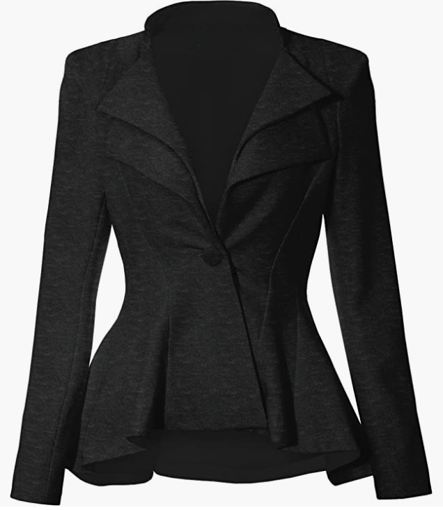 Women Double Notch Lapel Sharp Shoulder Pad Office Blazer