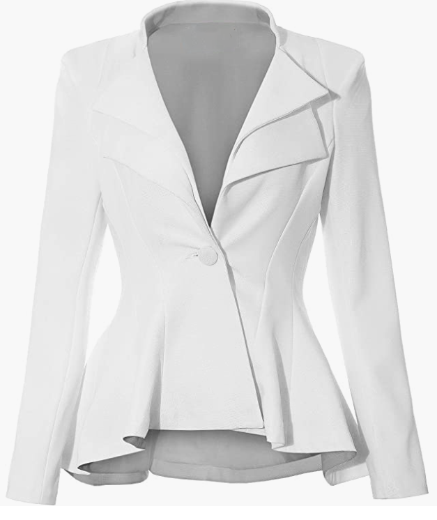 Women Double Notch Lapel Sharp Shoulder Pad Office Blazer
