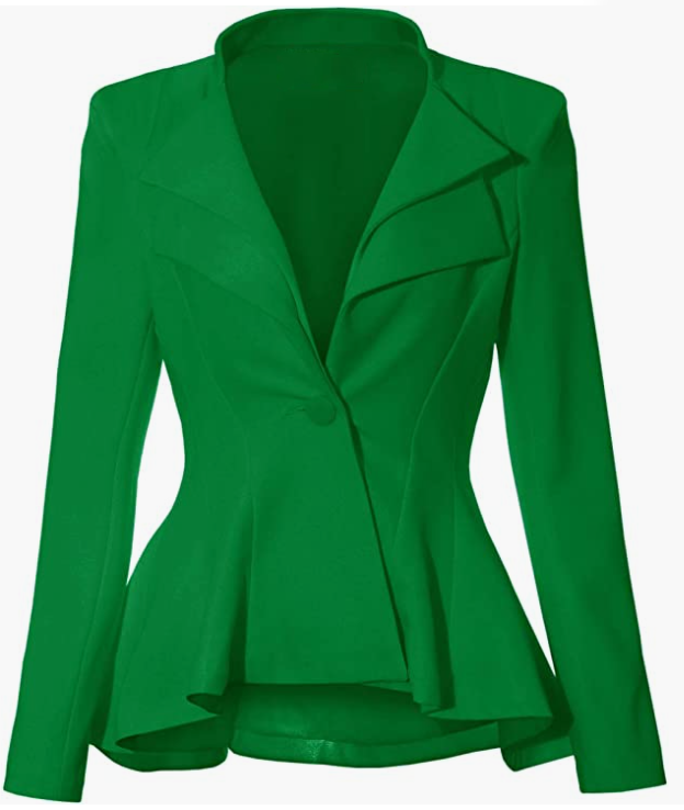 Women Double Notch Lapel Sharp Shoulder Pad Office Blazer