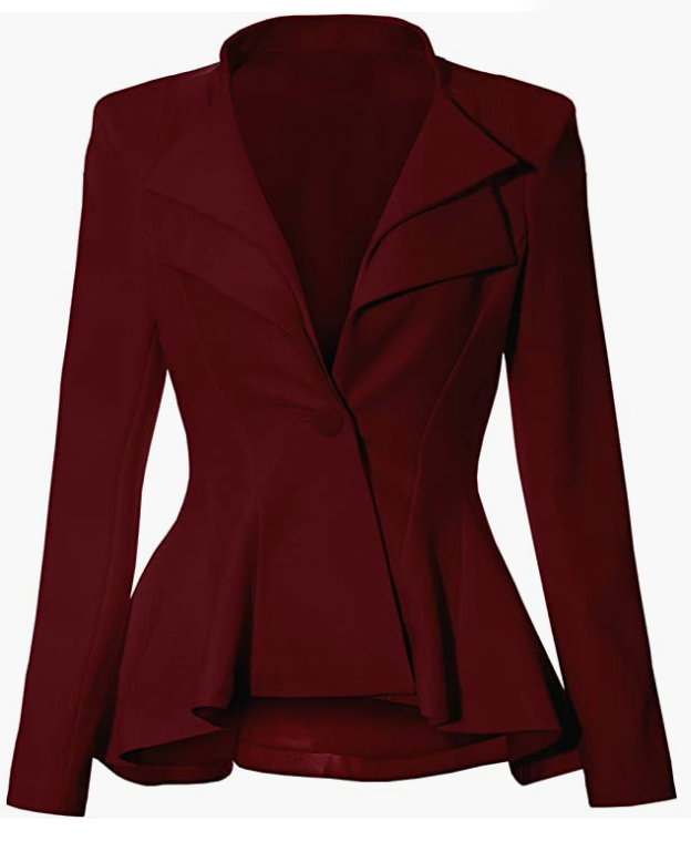 Women Double Notch Lapel Sharp Shoulder Pad Office Blazer