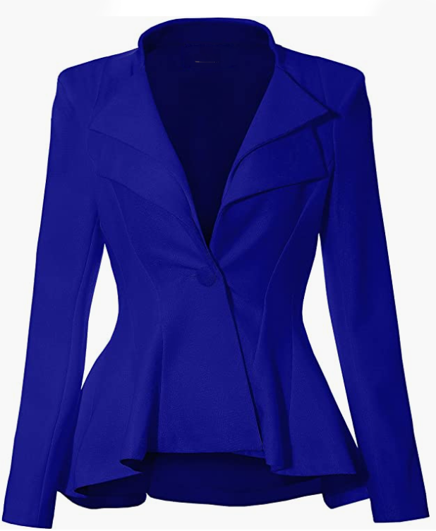 Women Double Notch Lapel Sharp Shoulder Pad Office Blazer