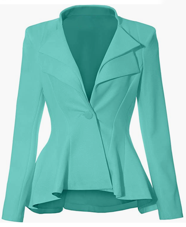 Women Double Notch Lapel Sharp Shoulder Pad Office Blazer