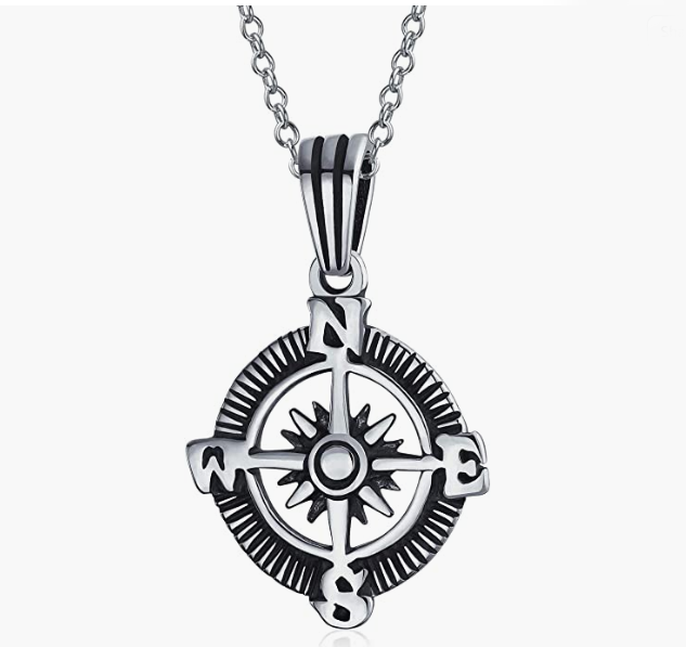 Inspirational North Star Rose Compass Pendant Necklace For Men For Women