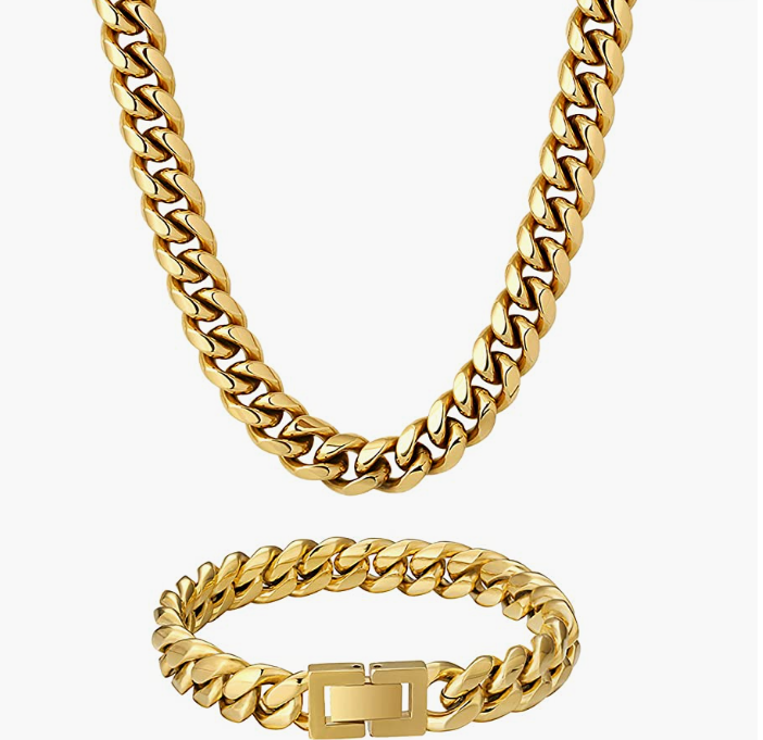 Cuban Chain Necklace and Bracelet