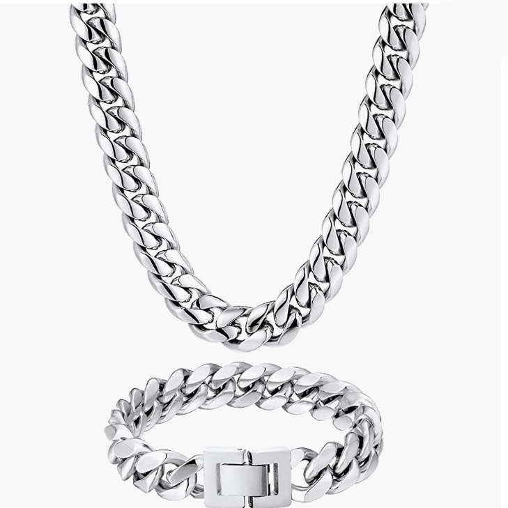 SILVER Cuban Chains Bracelets for Men