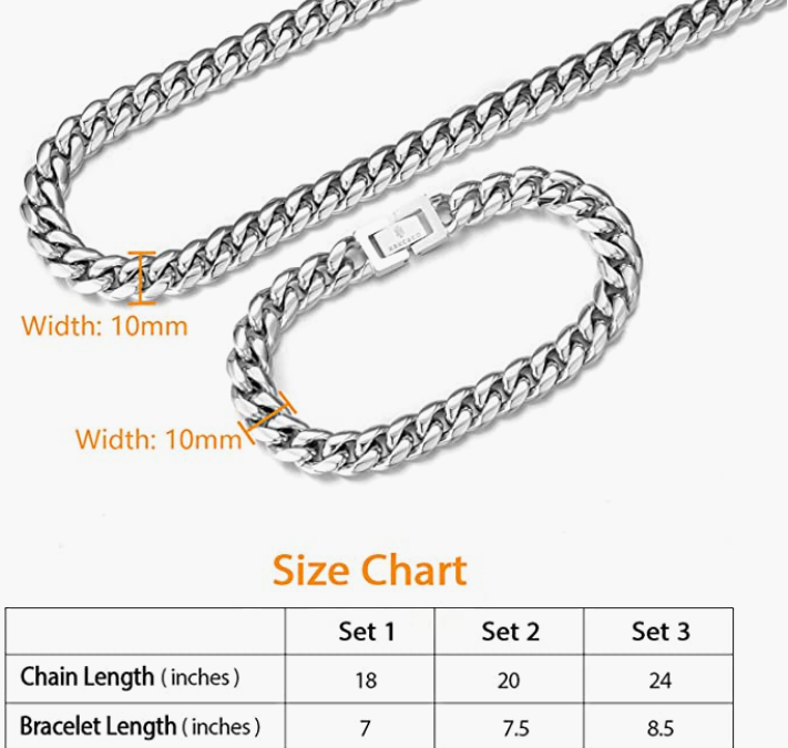 Gold Cuban Chain Necklace And Bracelet