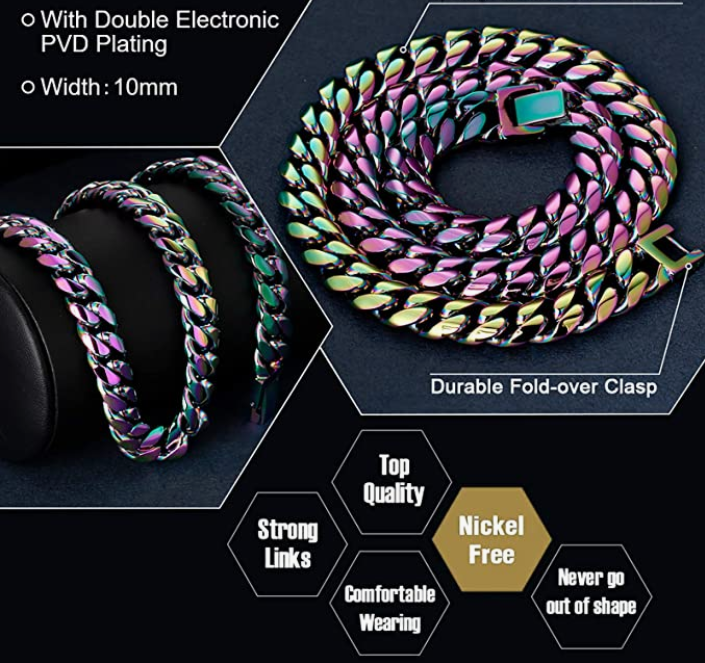 Rainbow Color Stainless Steel, Anti-Allergies Anti-Tarnish