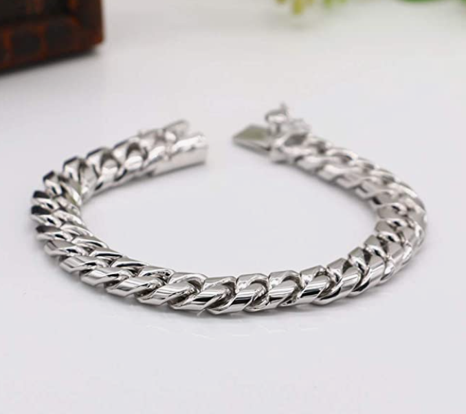 Men's 925 Sterling Silver Bracelet Classic 10MM Cuban Chain