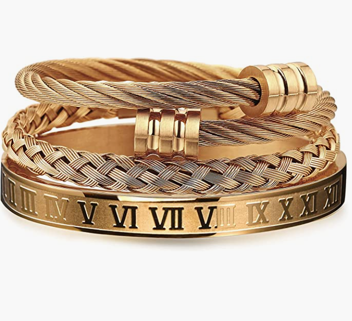 Stainless Steel Bracelets for Men Twisted Cable Bracelet Cuff Bracelet Men's Luxury Bracelet