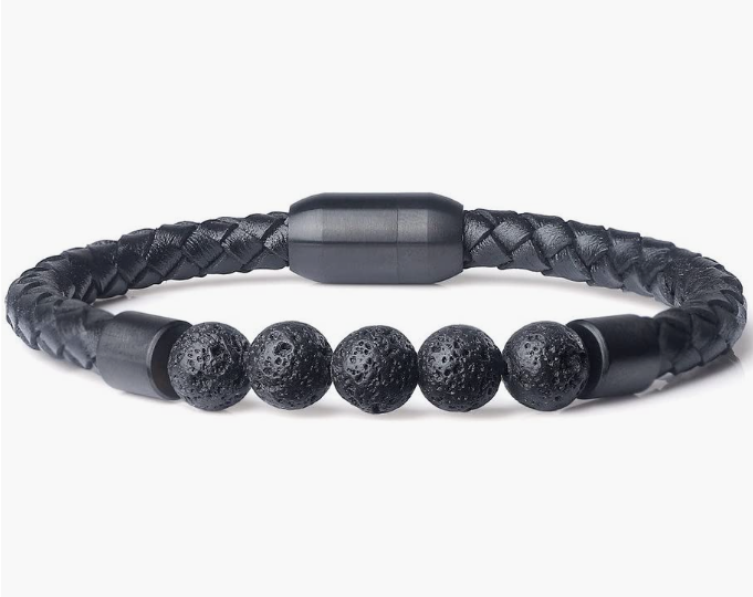 REAL Leather Stone Beaded Bracelet For Men