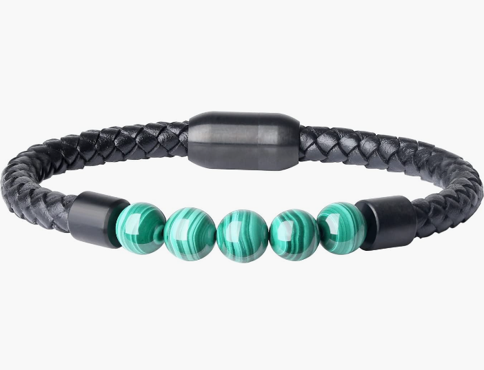 REAL Leather Stone Beaded Bracelet For Men