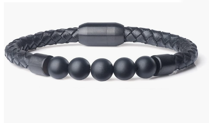 REAL Leather Stone Beaded Bracelet For Men