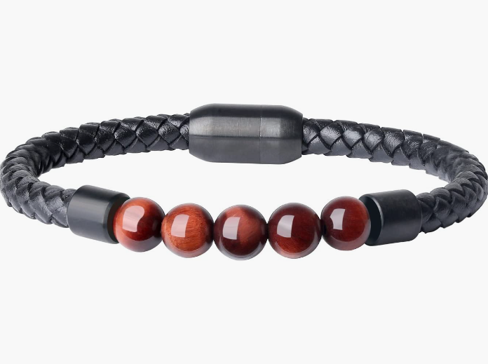 REAL Leather Stone Beaded Bracelet For Men