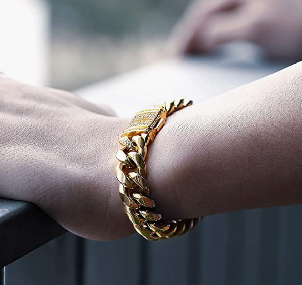 Bracelets Men Gift Comfort Fit Easy Put Cuban Chain