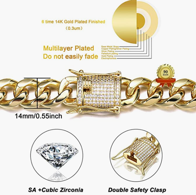 Bracelets Men Gift Comfort Fit Easy Put Cuban Chain