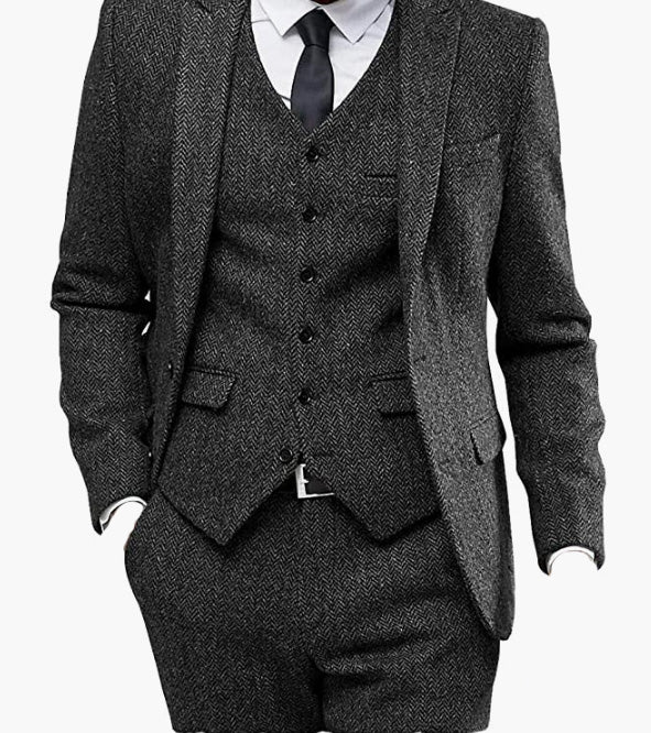 Business Tuxedos Wedding Grooms Blazer Vest Pants