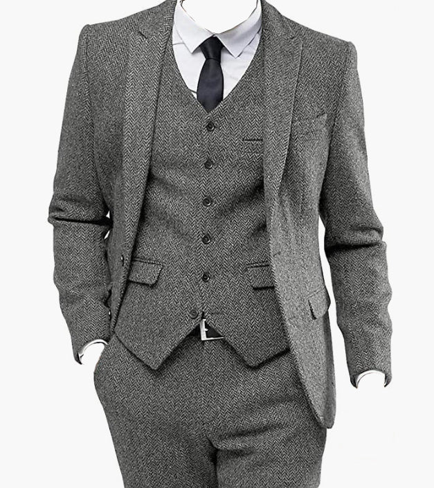 Business Tuxedos Wedding Grooms Blazer Vest Pants
