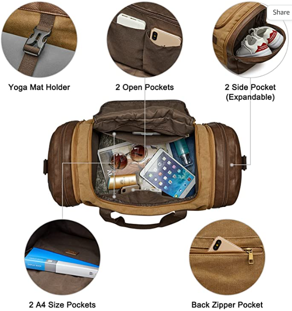 Bag FOR Travel, GYM BAG with Shoes Compartment for Men