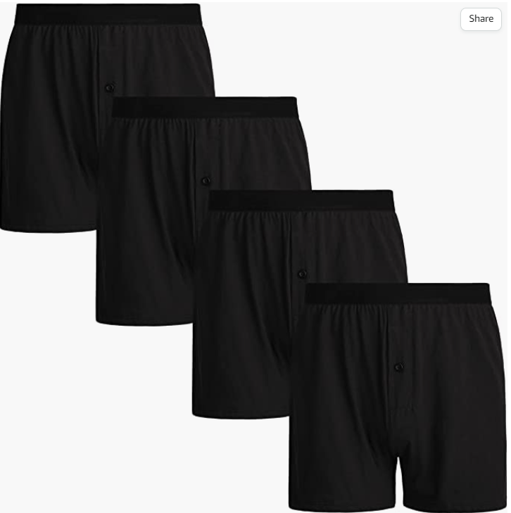 Men's Boxer Shorts 100 Percent Cotton Underwear Breathable Boxers 4-Pack