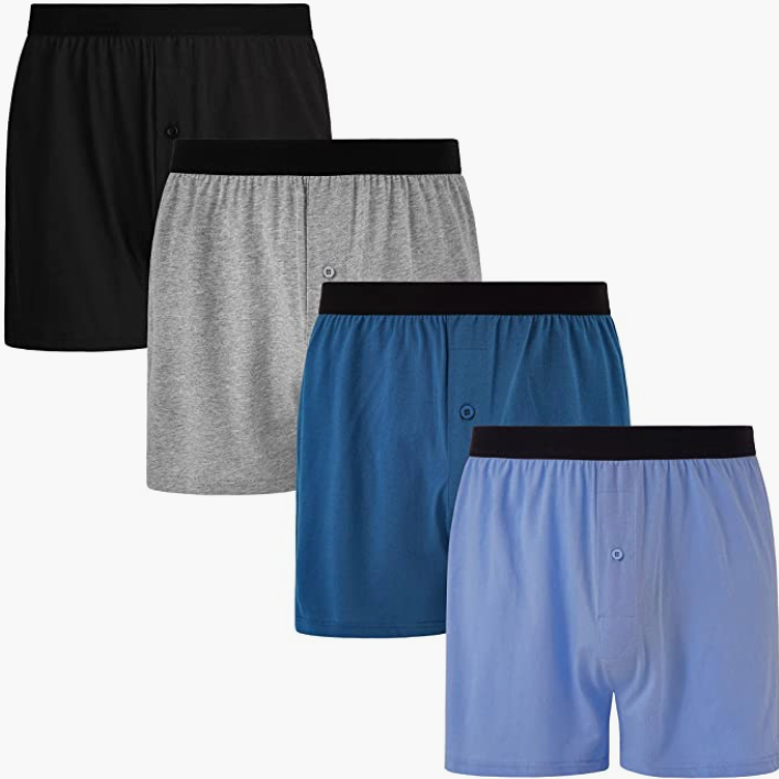 Men's Boxer Shorts 100 Percent Cotton Underwear Breathable Boxers 4-Pack