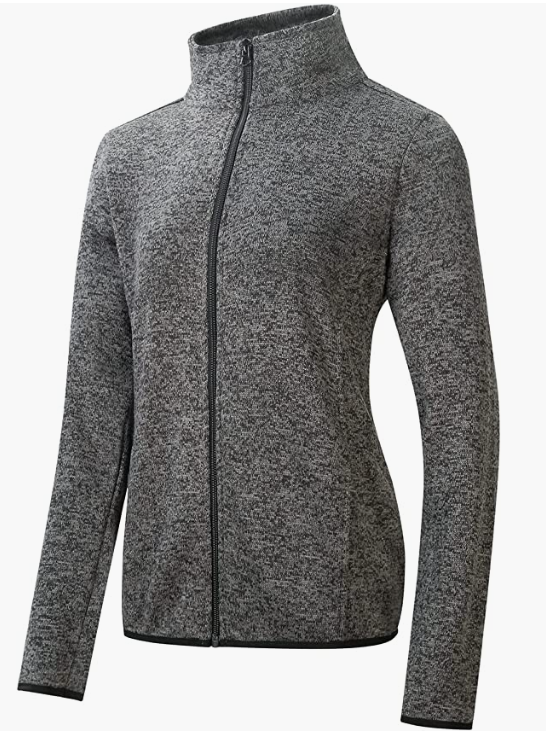 Sweater Zip Up Speckled Jacket with Pockets