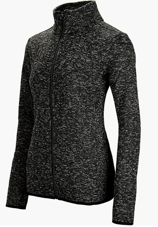 Sweater Zip Up Speckled Jacket with Pockets