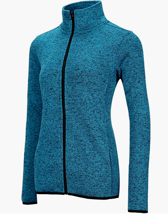 Sweater Zip Up Speckled Jacket with Pockets
