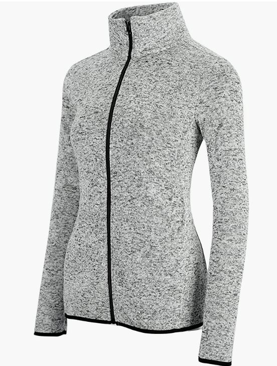Sweater Zip Up Speckled Jacket with Pockets