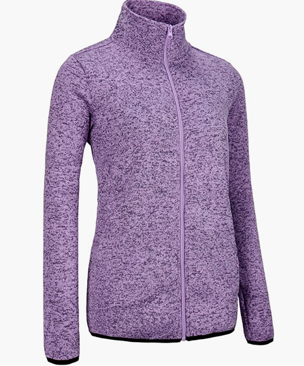 Sweater Zip Up Speckled Jacket with Pockets