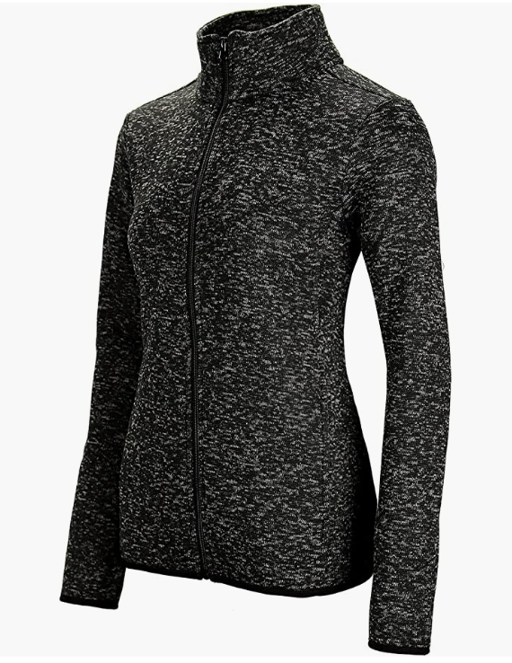 Sweater Zip Up Speckled Jacket with Pockets