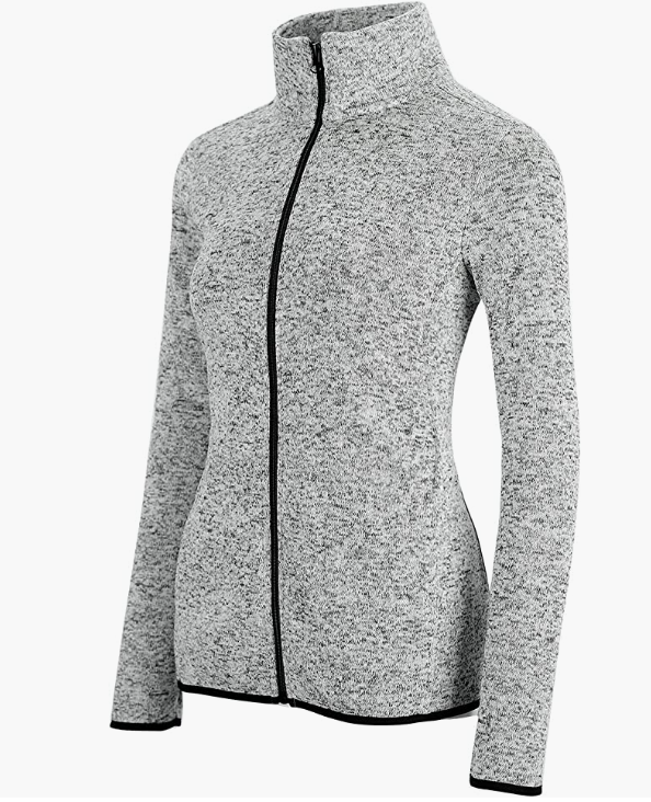 Sweater Zip Up Speckled Jacket with Pockets