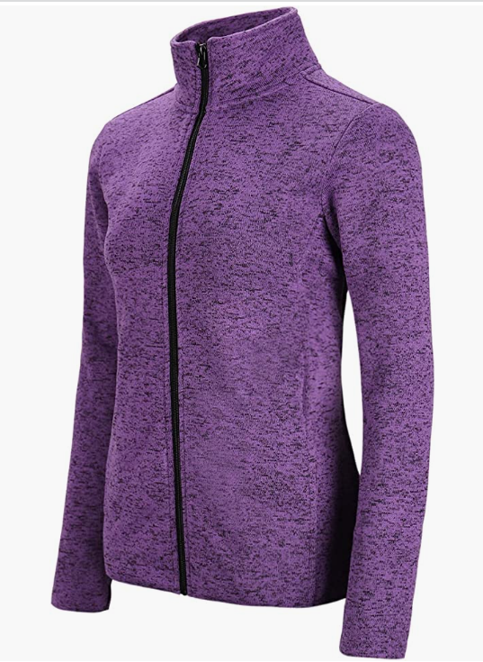 Sweater Zip Up Speckled Jacket with Pockets