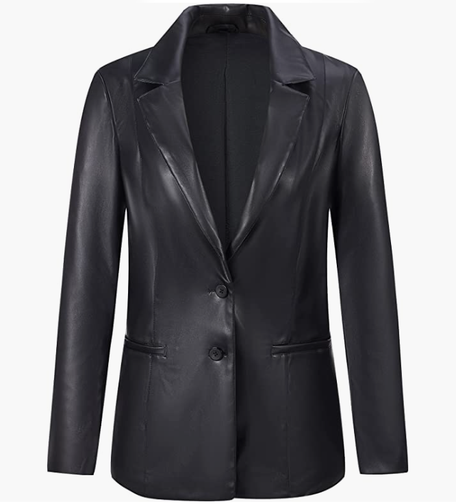 Women's Leather Oversized Coat Button Down