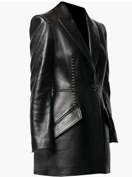 REAL Leather One-Button Blazer Coat