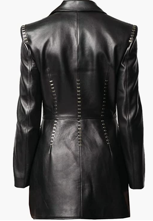 REAL Leather One-Button Blazer Coat