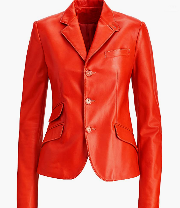 REAL Leather Women's  Jacket Slim Short RED