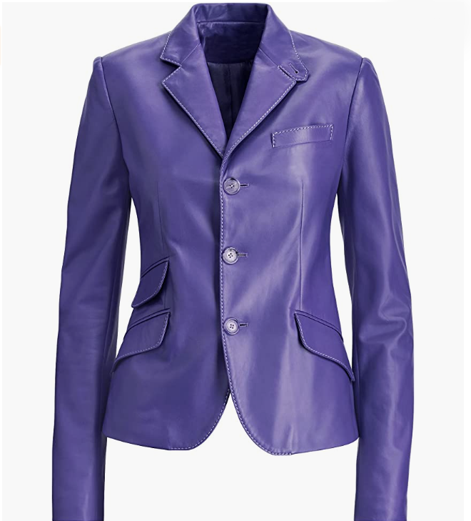 REAL Leather Women's  Jacket Slim Short PURPLE