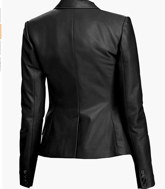 REAL Leather Women's  Jacket Slim Short Black