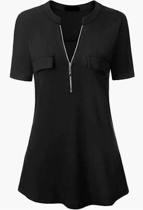 V Neck Short Sleeve Top Tunic Casua