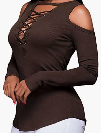 Blouse Slim Ribbed Stretchy T-Shirt