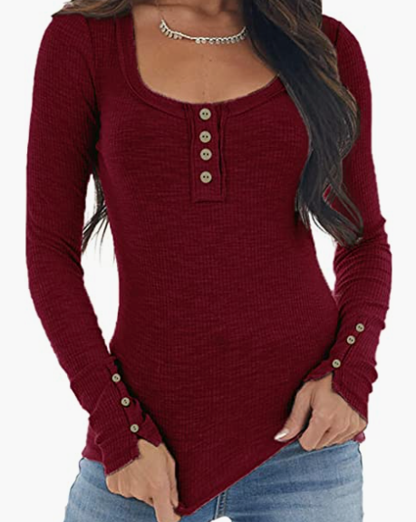 Blouse Slim Ribbed Stretchy T-Shirt