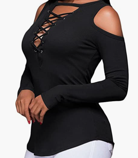 Blouse Slim Ribbed Stretchy T-Shirt