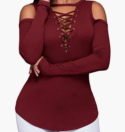 Blouse Slim Ribbed Stretchy T-Shirt