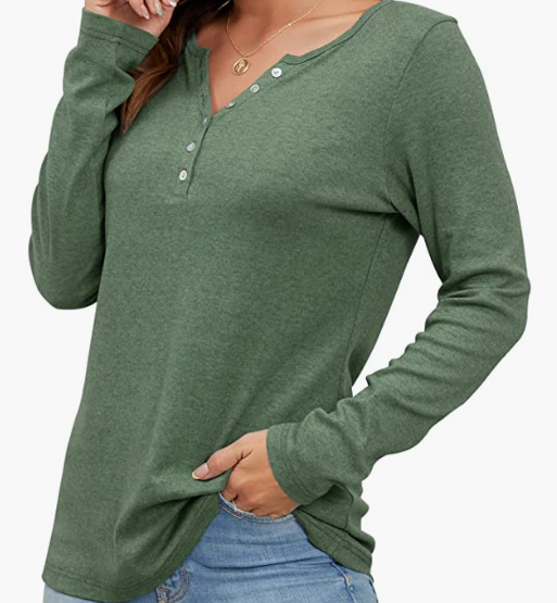 Button Casual Loose Fit Fall Blouse