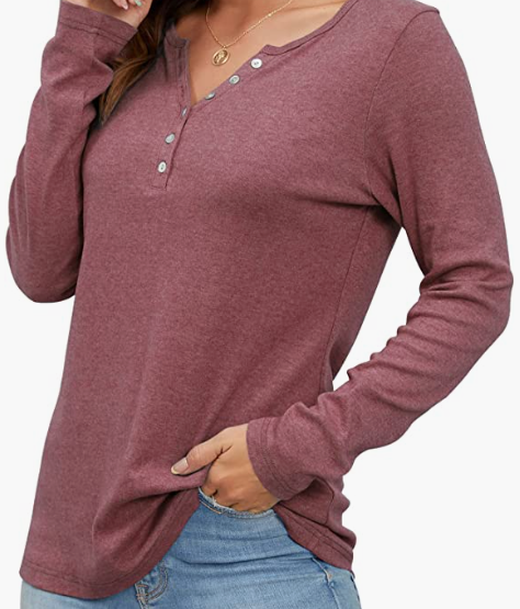 Button Casual Loose Fit Fall Blouse