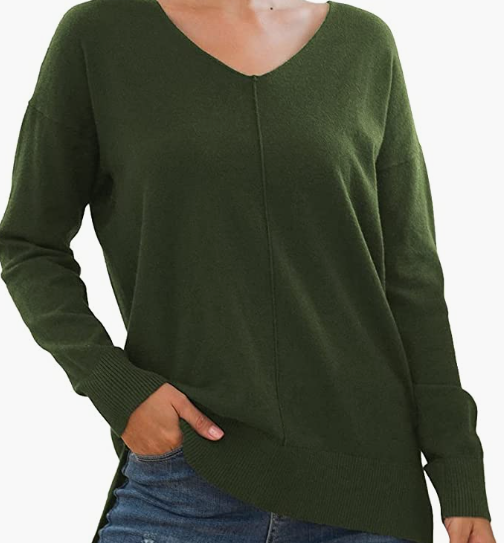 Women's Casual Lightweight V Neck Batwing Sleeve Knit Top