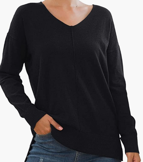 Women's Casual Lightweight V Neck Batwing Sleeve Knit Top