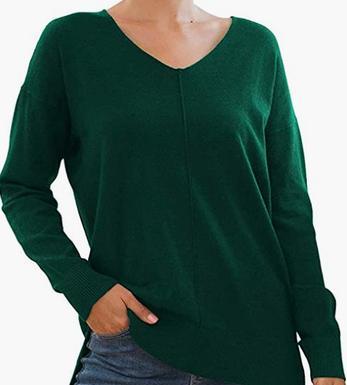 Women's Casual Lightweight V Neck Batwing Sleeve Knit Top