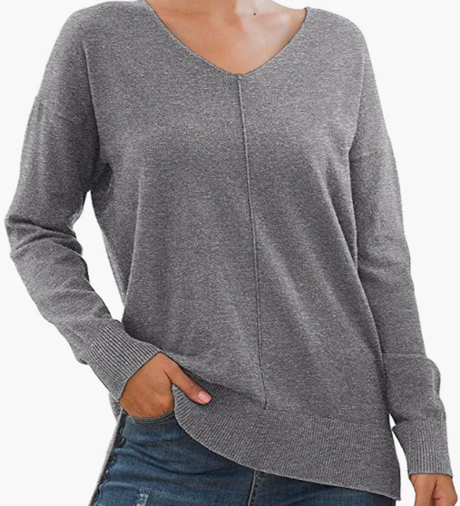 Women's Casual Lightweight V Neck Batwing Sleeve Knit Top